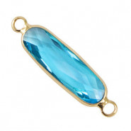 Crystal glas tussenstuk langwerpig ovaal 29mm Blue-gold